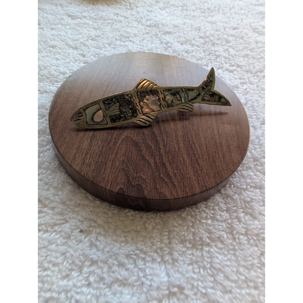 Vintage MR Mexico Sterling Silver & Abalone Inlay Fish Brooch